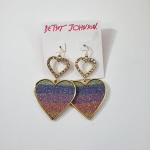 Betsey Johnson rainbow heart earrings